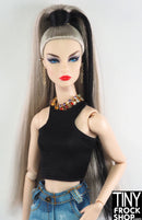 12" Fashion Doll Black Racer Cropped Tricot Top - Tiny Frock Shop