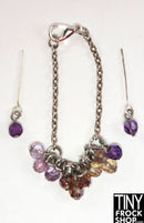 12" Fashion Doll Amber and Purple Cluster Necklace with Earrings by Pam Maness