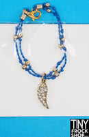 12" Fashion Doll Blue Knot Feather Necklace by Pam Maness - Tiny Frock Shop