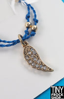 12" Fashion Doll Blue Knot Feather Necklace by Pam Maness - Tiny Frock Shop