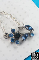 12" Fashion Doll Blue and Silver Cluster Necklace by Pam Maness - Tiny Frock Shop