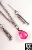12" Fashion Doll Pink Facet Tear Drop Necklace with Earrings by Pam Maness