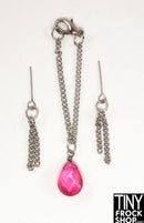 12" Fashion Doll Pink Facet Tear Drop Necklace with Earrings by Pam Maness