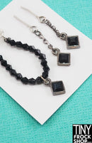 12" Fashion Doll Jet Beads and Square Stone Necklace and Earring Set by Pam Maness