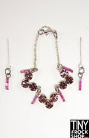 12" Fashion Doll Pink Rhinestone Necklace with Earrings by Pam Maness