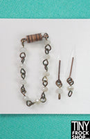 12" Fashion Doll Brass and Opaque White Bead Necklace and Earring Set by Pam Maness