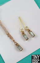 12" Fashion Doll Gold and Crystal Rectangle Necklace and Earring Set by Pam Maness