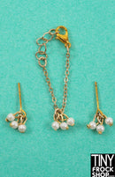 12" Fashion Doll Gold and Pearl Necklace and Earring Set by Pam Maness