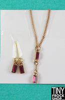 12" Fashion Doll Gold and Ruby Rectangle Necklace and Earring Set by Pam Maness