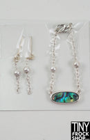 12" Fashion Doll Silver and Abalone Stone Necklace and Earring Set by Pam Maness