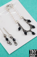 12" Fashion Doll Silver and Jet Beaded Necklace and Earring Set by Pam Maness