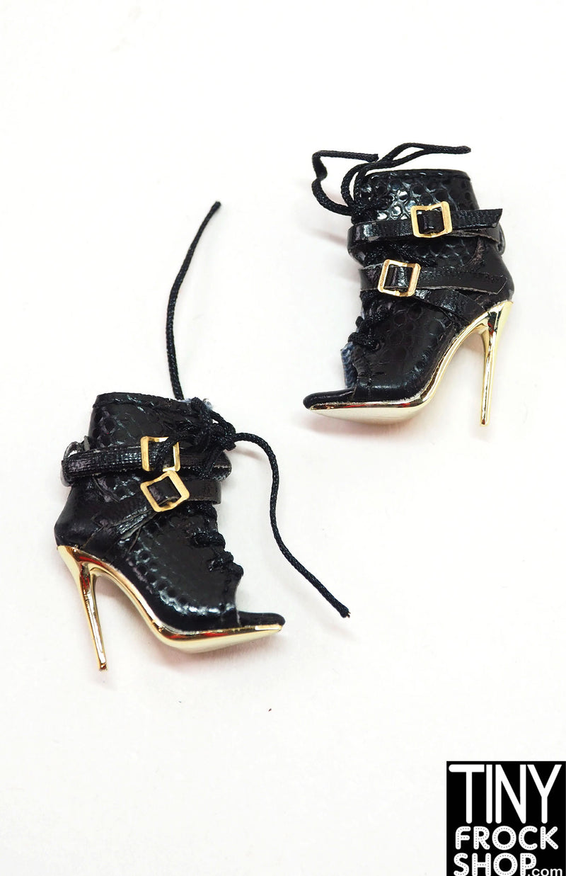 Integrity NuFace 2015 Power House Ayumi Black and Gold Buckle Boots