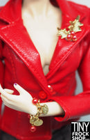 Integrity Ginger and Cinnamon Holiday at Home Gold Mistletoe Brooch and Bracelet Set