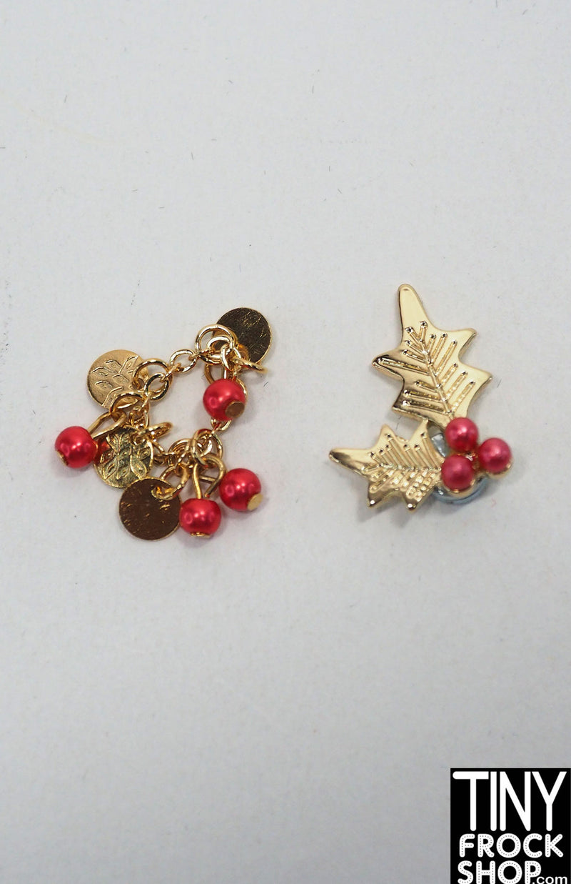 Integrity Ginger and Cinnamon Holiday at Home Gold Mistletoe Brooch and Bracelet Set