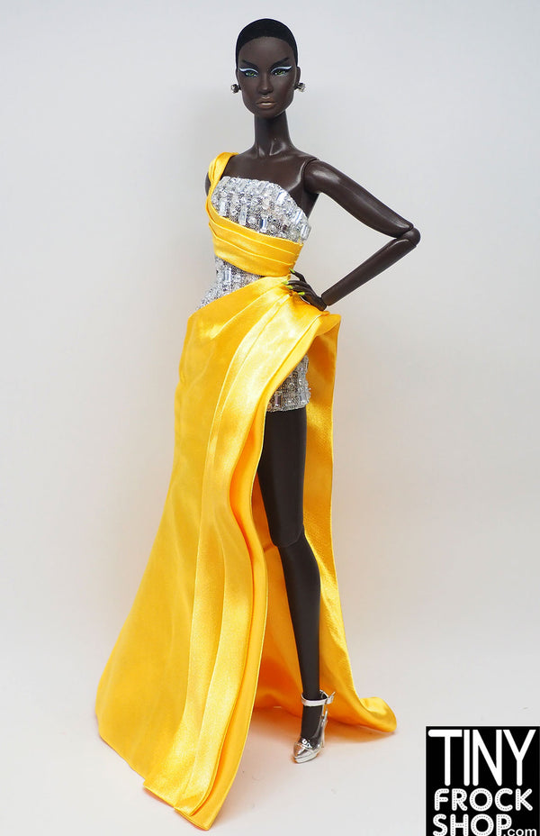 Integrity Legendary Status Agnes Von Weiss Stone Dress with Yellow Satin Overlayer