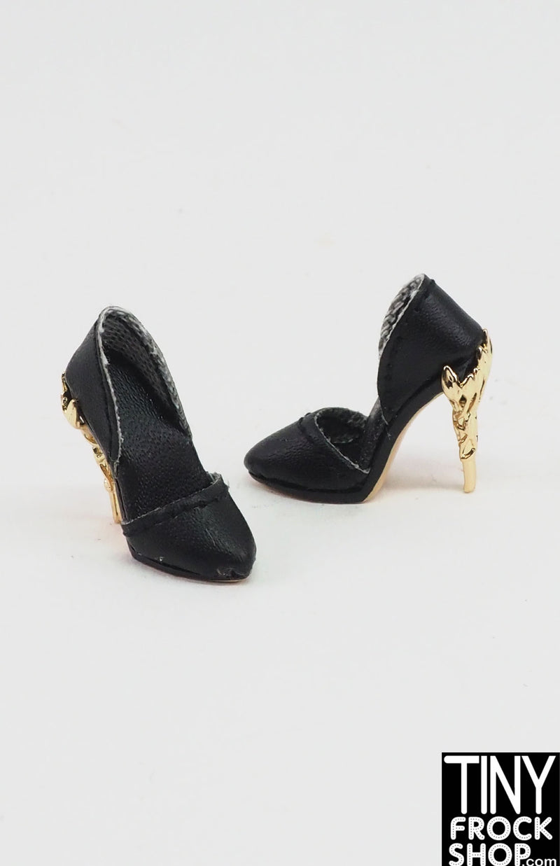 Integrity Summer Rose Eugenia Perrin Black and Gold Heels