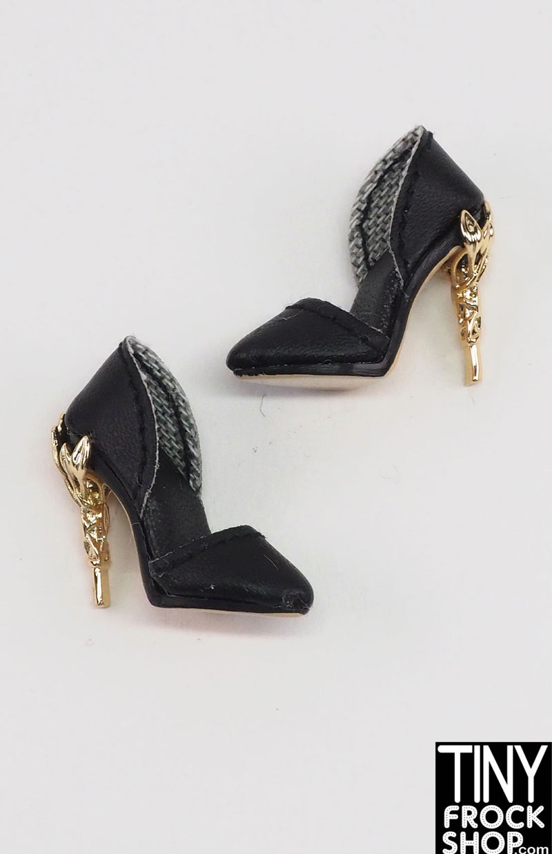 Integrity Summer Rose Eugenia Perrin Black and Gold Heels