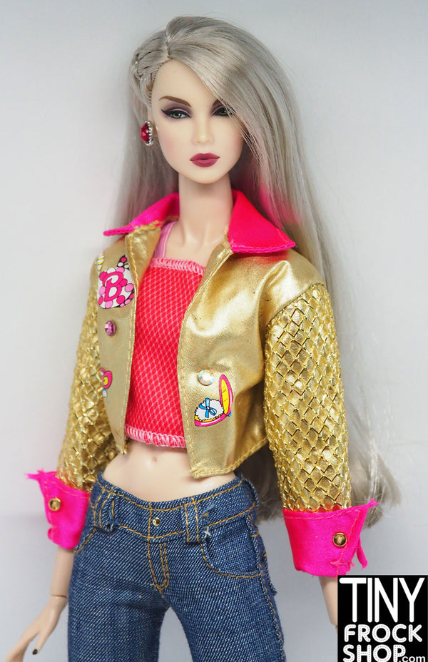 Barbie® Graphic Gold and Pink Jacket