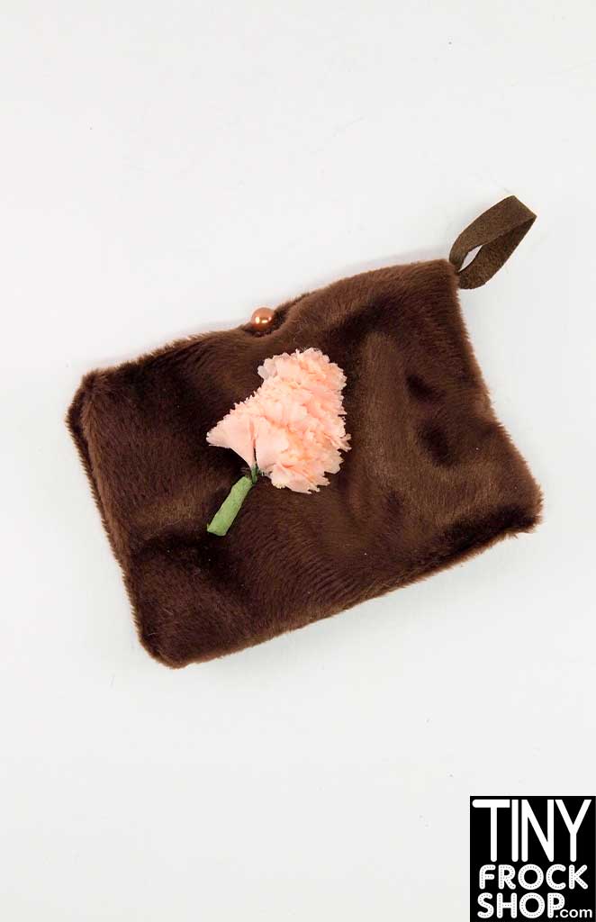 16 Inch Fashion Doll Brown Faux Fur Mega Clutch With Flower