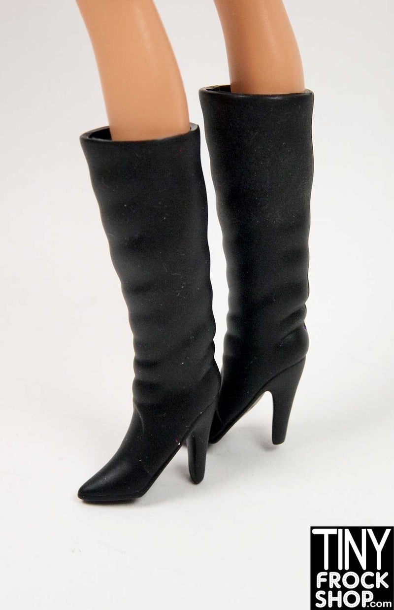 Barbie® Heeled Black Scrunchy Boots