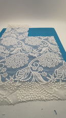 12" Fashion Doll F0207 White Sheer Flower Fabric