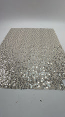 12" Fashion Doll F0286 Silver Sequined Beige Fabric