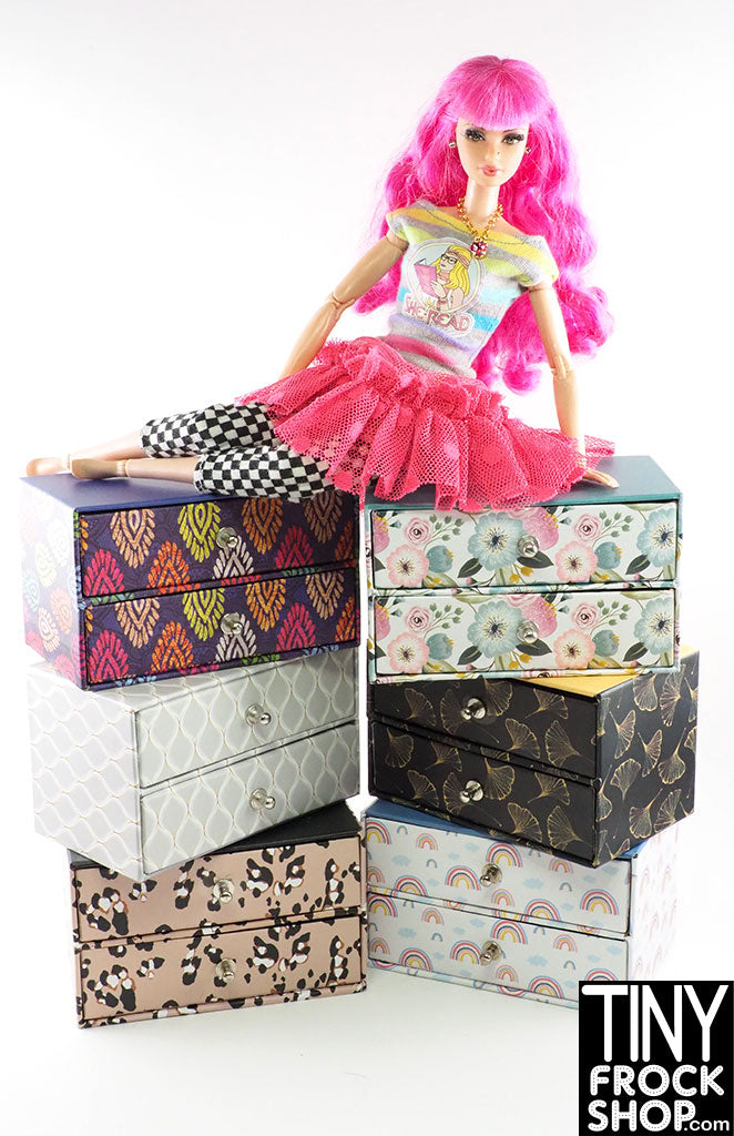 12" Fashion Doll Two Drawer Print Dressers - More Styles