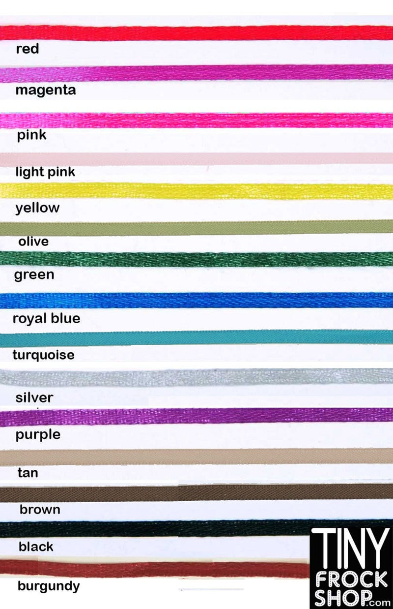 1/8 Inch Wide - Barbie Double Faced Satin Ribbon - 1 Yard Cut - Tiny Frock Shop