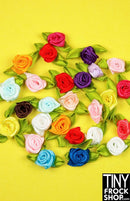 1 Inch - Barbie Sized Mixed Color Rosette Trim With Leaves - Pack Of 12! - Tiny Frock Shop
