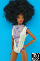 12" Fashion Doll Purple and White Sparkle Bodysuit
