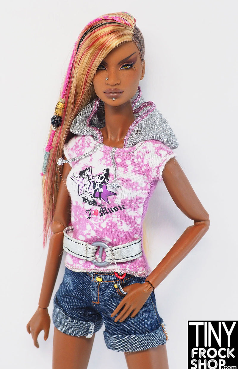 12" Fashion Doll Tie Dye Pink Graphic Hoodie Top