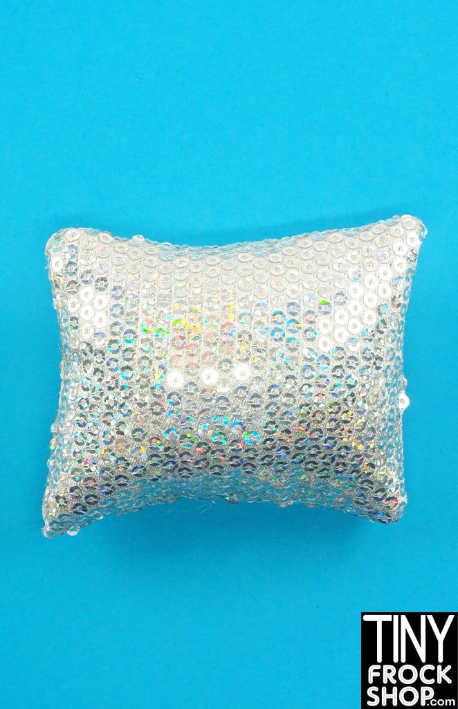 12" Fashion Doll Silver Hologram Sequin Pillow by Dress that Doll