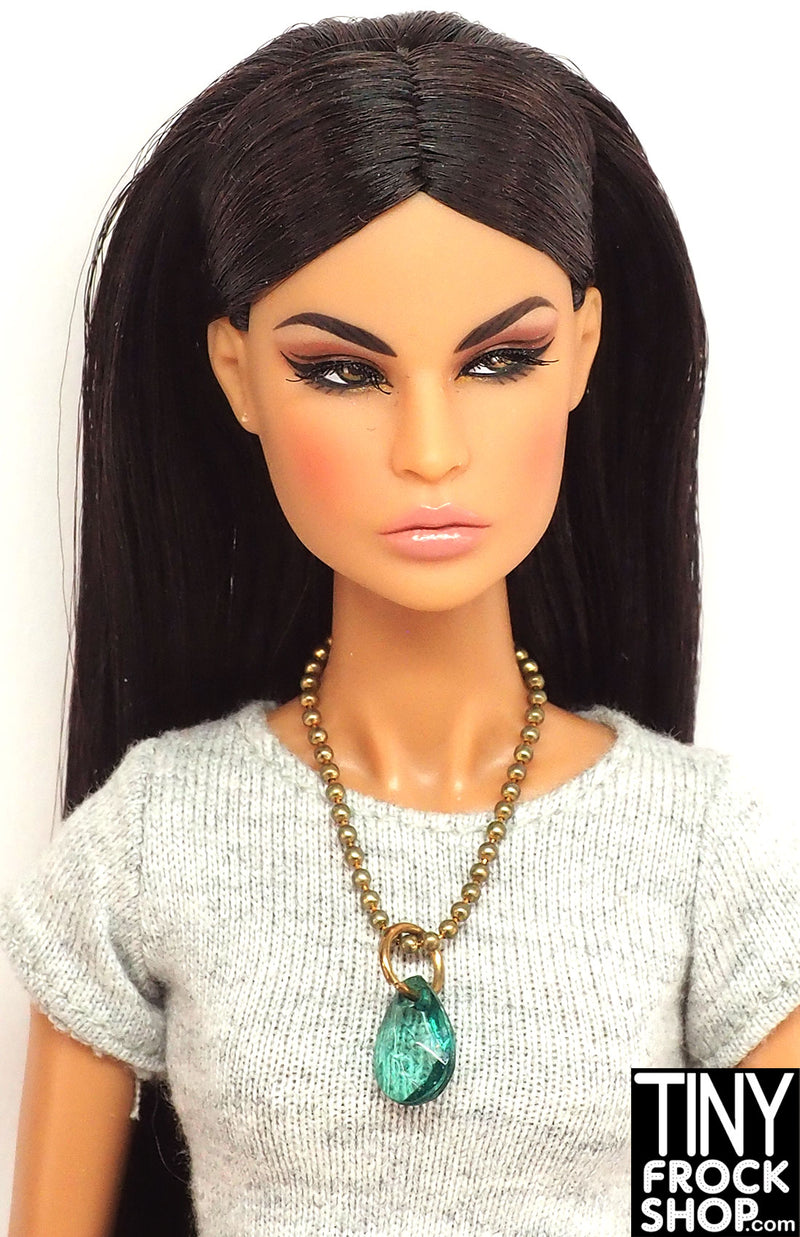 12" Fashion Doll Teal Faceted Drop Necklace by Pam Maness