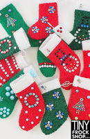 12" Fashion Doll Green Christmas Stockings By Ash Decker - 6 Styles