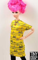12 Inch Fashion Doll Hello  Graphic Dress - TinyFrockShop.com