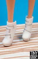 12" Fashion Doll White Star Zip Boots - Tiny Frock Shop