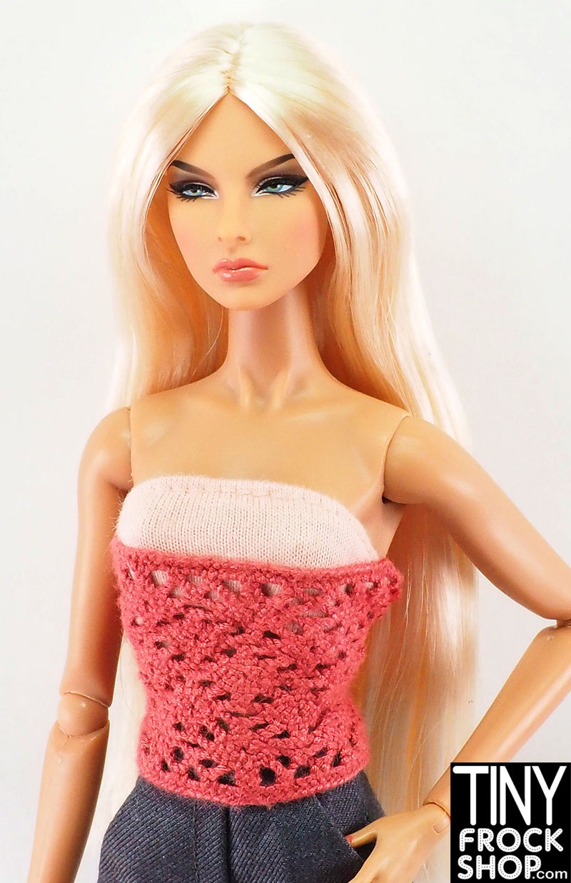 12" Fashion Doll Crochet and Light Pink Strapless Top