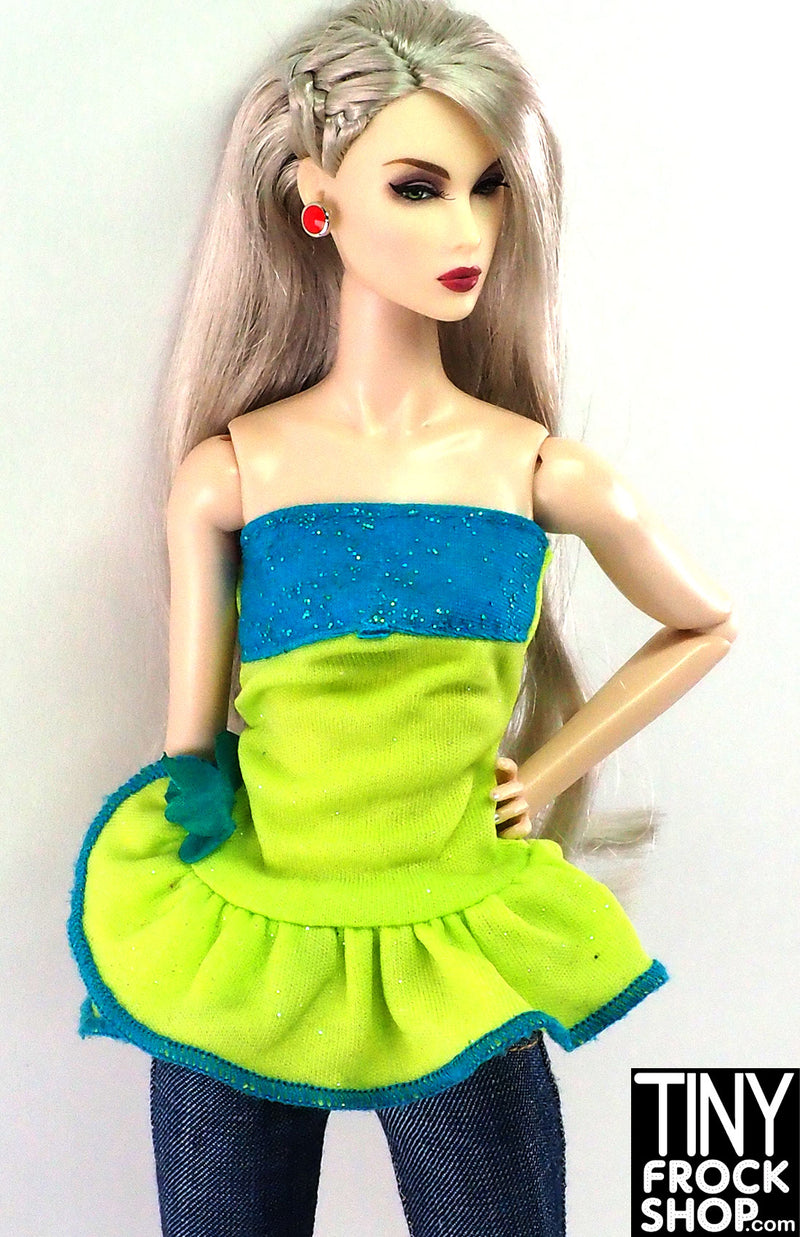 12" Fashion Doll Flouncy Strapless Peplum Top