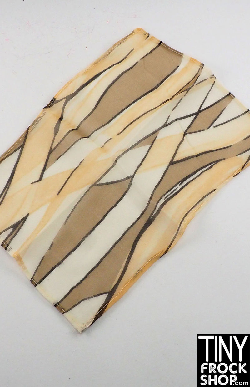 12" Fashion Doll Geometric Silk Neutral Scarf by Pam Maness