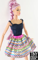 12" Fashion Doll Metallic Color Checkered Shirred Skirt
