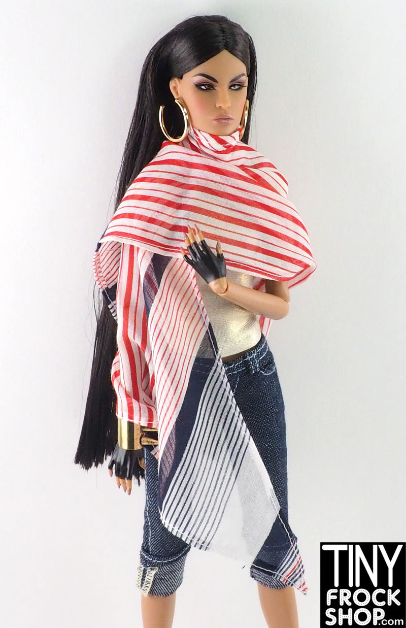 12" Fashion Doll Micro Striped Cotton Long Scarf by Pam Maness