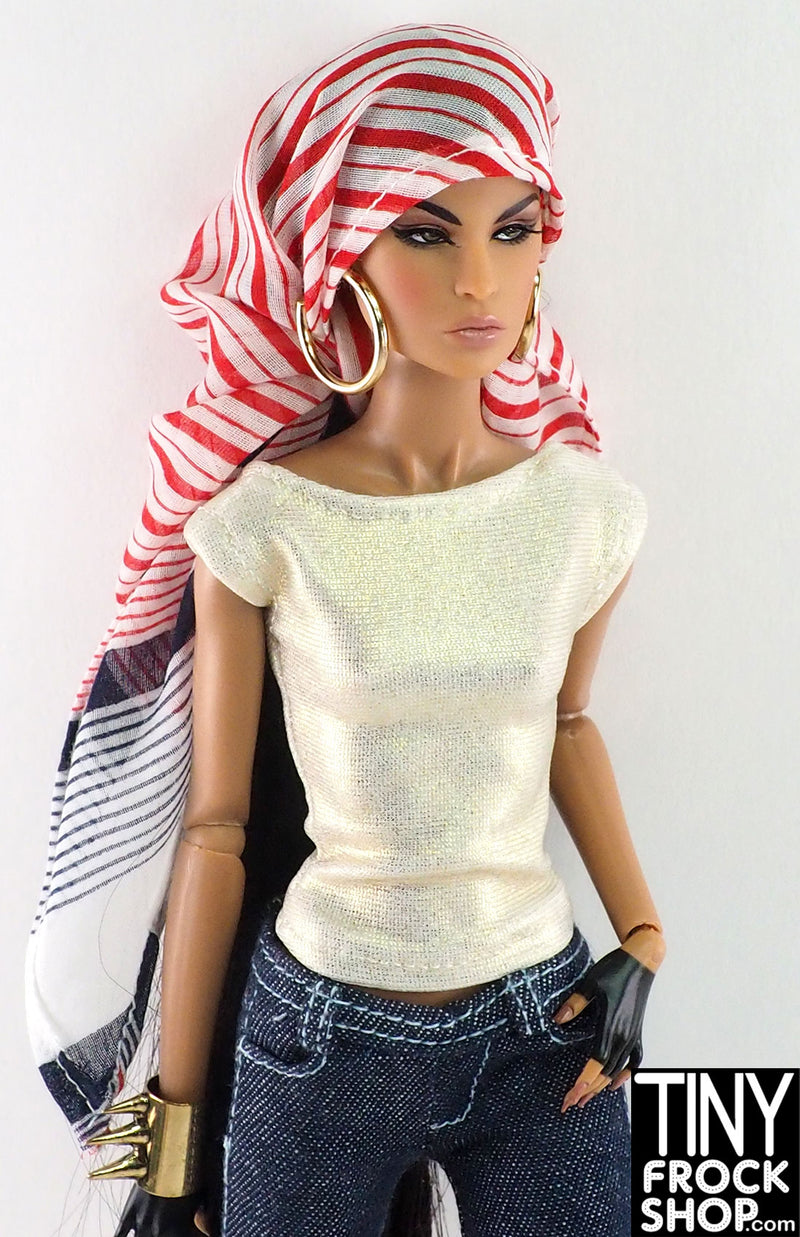 12" Fashion Doll Micro Striped Cotton Long Scarf by Pam Maness