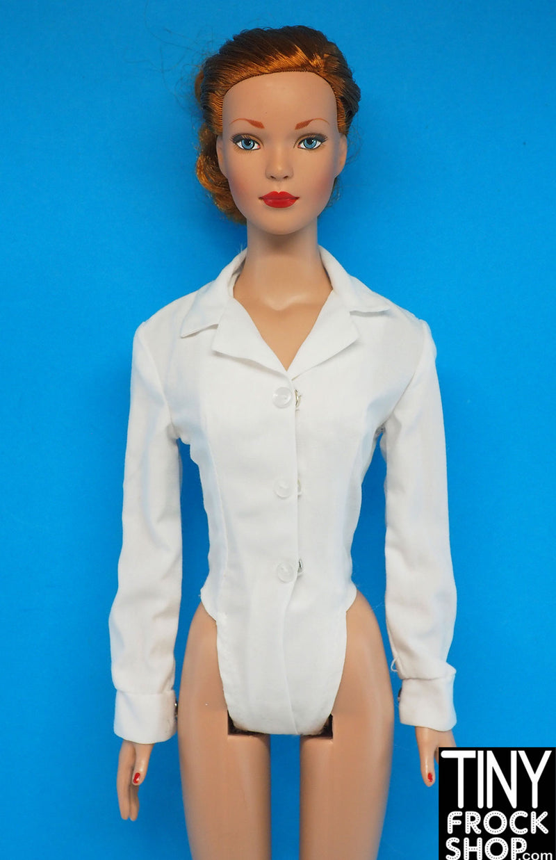 16 Inch Doll Long Sleeve White Shirting Bodysuit
