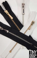 High Quality 4" Tiny Closed End Metal Teeth Doll Zippers - Size 0 - TinyFrockShop.com