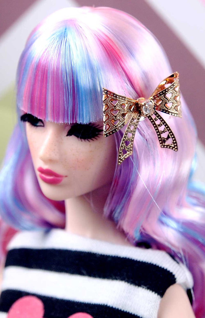 Barbie 3D Gold Bow Magnetic Brooch by Pam Maness for TFS - TinyFrockShop.com