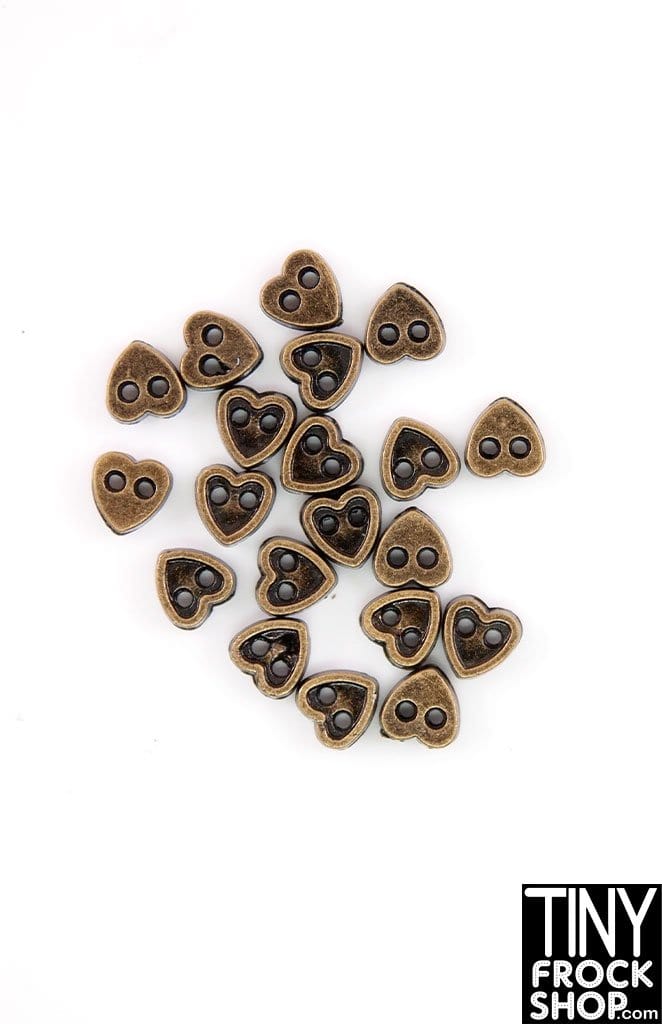 4mm Barbie Super Mini Metal 2 Hole Heart Buttons - Pack of 10 Buttons - Tiny Frock Shop
