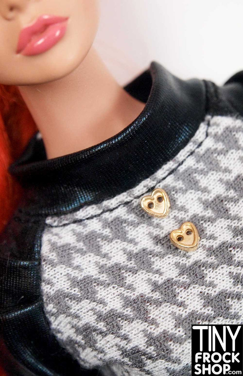 4mm Barbie Super Mini Metal 2 Hole Heart Buttons - Pack of 10 Buttons - TinyFrockShop.com