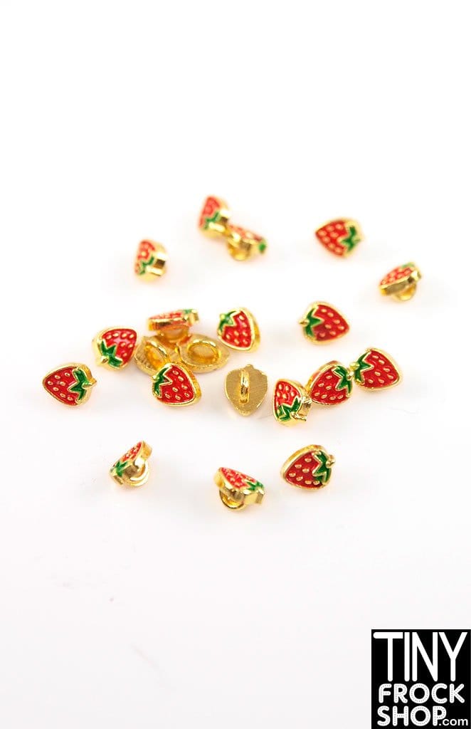 5mm 12" Fashion Doll Metal Enamel Strawberry Shank Buttons - Pack of 5 Buttons - More Colors
