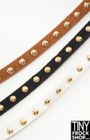 3/16 Inch Wide - 12" Fashion Doll Faux Suede Trim with Gold Studs- 6" Cut