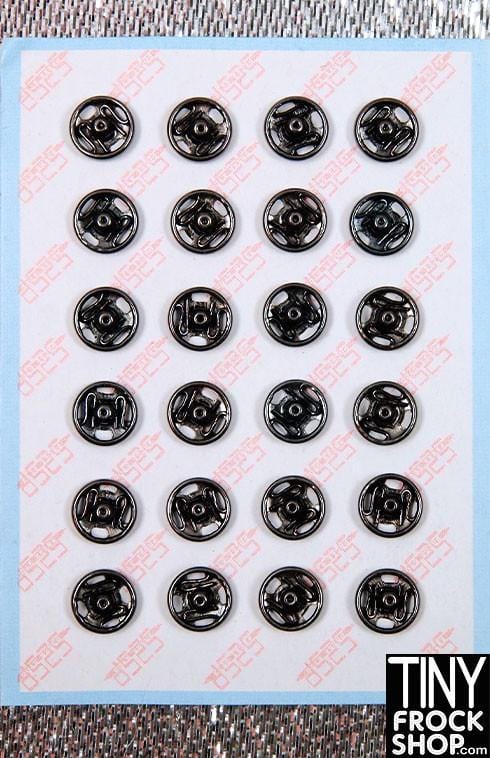 Barbie Silver, Black or Gold Hand Sewing Mini 2 Piece Snaps - 24 pcs - 6MM - Tiny Frock Shop